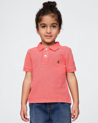 GAP Baby Boys Solid Organic Cotton Regular T Shirt(Orange, Pack of 1)