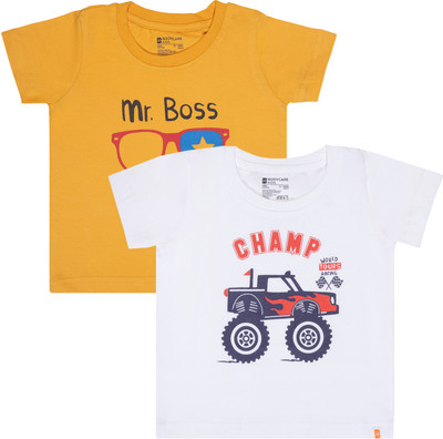 BodyCare Baby Boys Printed Cotton Blend Regular T Shirt(Multicolor, Pack of 2)