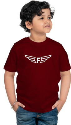 CHOMMBOOKA TRENDING Boys Printed Cotton Blend Regular T Shirt(Maroon, Pack of 1)
