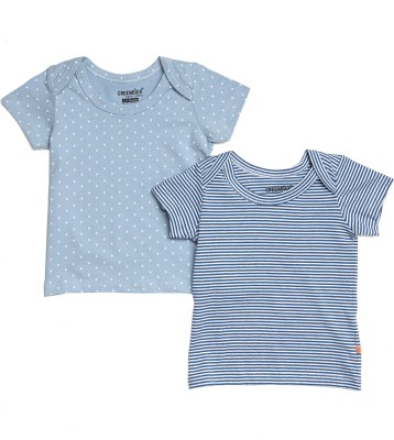 Greendigo organic Clothing Baby Boys & Baby Girls Printed Organic Cotton Regular T Shirt(Blue, Pack of 2)