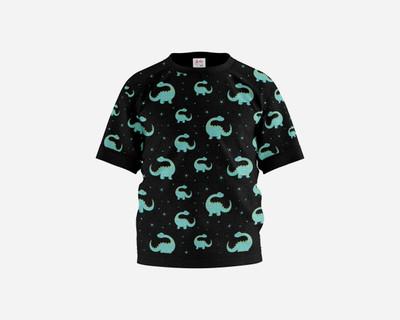 BabyBoss Boys & Girls Printed Pure Cotton Regular T Shirt(Black, Pack of 1)