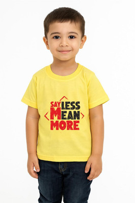 GROWWEARS Boys Typography Cotton Blend Regular T Shirt(Yellow, Pack of 1)
