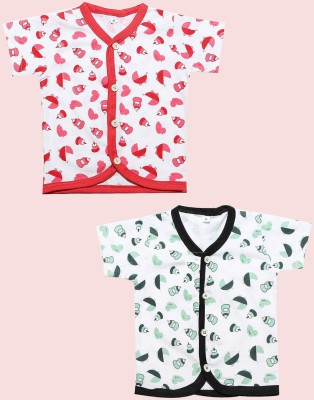 babeezworld Baby Boys & Baby Girls Printed Pure Cotton Regular T Shirt(Multicolor, Pack of 2)