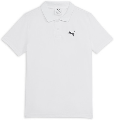 PUMA Boys & Girls Solid Cotton Blend Regular T Shirt(White, Pack of 1)
