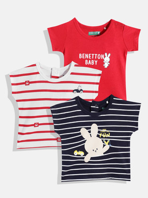 United Colors of Benetton Baby Boys Printed Cotton Blend Regular T Shirt(Multicolor, Pack of 3)