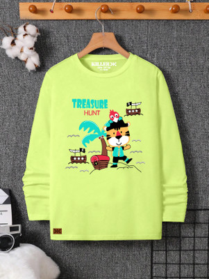 KILLER Baby Boys Printed Pure Cotton Regular T Shirt(Green, Pack of 1)