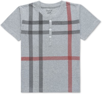 Luke and Lilly Boys Striped Cotton Blend Regular T Shirt(Grey, Pack of 1)