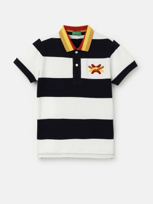United Colors of Benetton Boys Striped Pure Cotton T Shirt(Multicolor, Pack of 1)