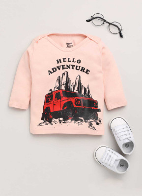 Royal Brats Baby Boys & Baby Girls Printed Pure Cotton Regular T Shirt(Pink, Pack of 1)