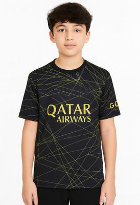 DOSTITCH Boys & Girls Printed Polyester Regular T Shirt(Black, Pack of 1)