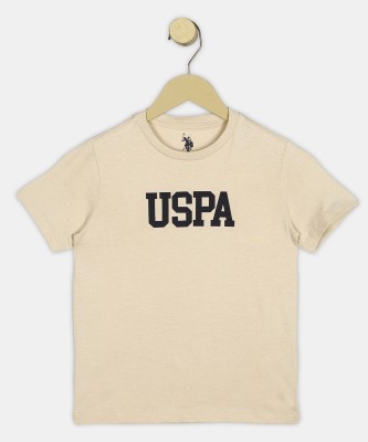 U.S. POLO ASSN. Baby Boys Solid Pure Cotton T Shirt(Beige, Pack of 1)