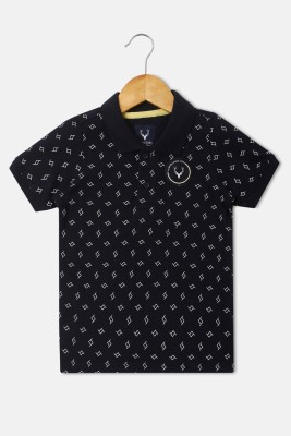 Allen Solly Boys Printed Pure Cotton T Shirt(Black, Pack of 1)