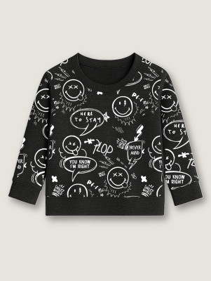 VEERUTEEZ Boys Printed Pure Cotton Regular T Shirt(Black, Pack of 1)