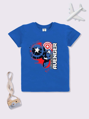 YK Disney Boys Printed Cotton Blend Regular T Shirt(Blue, Pack of 1)