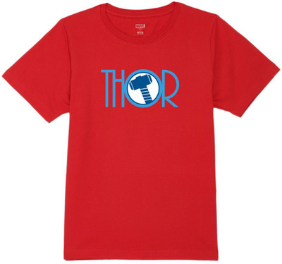 Marvel by Wear Your Mind Boys Graphic Print Pure Cotton Regular T Shirt(Red, Pack of 1)