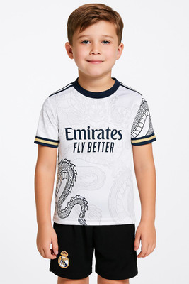 MSV Boys & Girls Printed Polyester Regular T Shirt(White, Pack of 1)