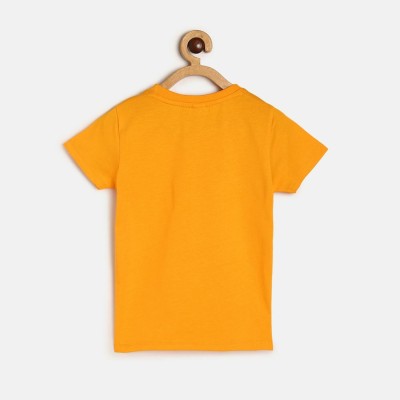 MINI KLUB Boys Printed Pure Cotton Regular T Shirt(Orange, Pack of 1)