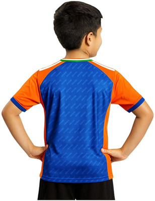 YUTU Boys & Girls Printed Polyester Regular T Shirt(Blue, Pack of 1)