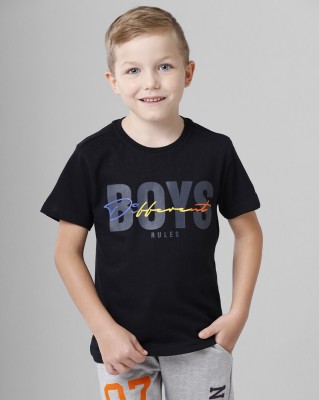 Codez Boys Printed Cotton Blend Regular T Shirt(Black, Pack of 1)