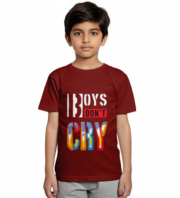 DEHCY Boys Graphic Print Pure Cotton Regular T Shirt(Maroon, Pack of 1)