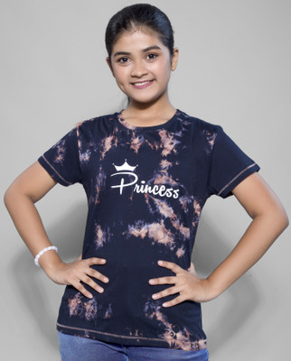 Zuniors-SSC Girls Graphic Print Pure Cotton Regular T Shirt(Dark Blue, Pack of 1)