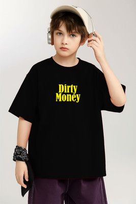 Tee Republic Boys Printed Cotton Blend Regular T Shirt(Black, Pack of 1)
