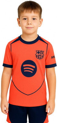 DOSTITCH Boys & Girls Printed Polyester Regular T Shirt(Orange, Pack of 1)