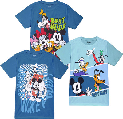 DISNEY BY MISS & CHIEF Boys Graphic Print Polycotton Regular T Shirt(Multicolor, Pack of 3)