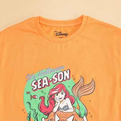 Pantaloons Junior Girls Printed Pure Cotton Regular T Shirt(Orange, Pack of 1)