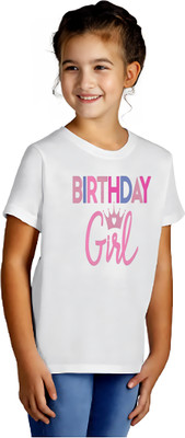 NS Girls Printed, Graphic Print Pure Cotton Regular T Shirt(Multicolor, Pack of 1)