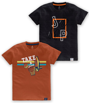 Codez Boys Printed Cotton Blend Regular T Shirt(Multicolor, Pack of 1)
