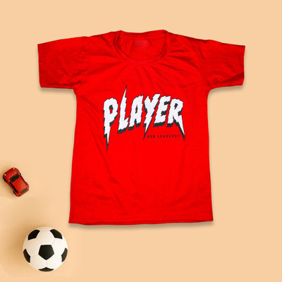 Dattacart Boys Printed Cotton Blend Regular T Shirt(Red, Pack of 1)