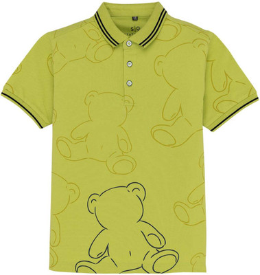Status Quo Boys Printed Cotton Blend Regular T Shirt(Yellow, Pack of 1)