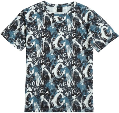 CAVIO Boys Printed Cotton Blend T Shirt(Blue, Pack of 1)