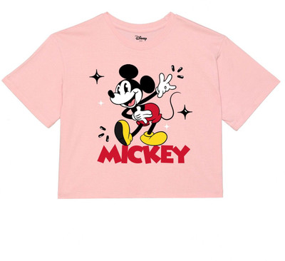 WYM TREND Girls Printed Pure Cotton Regular T Shirt(Pink, Pack of 1)