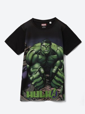 MARVEL BY MISS & CHIEF Boys Printed Polycotton T Shirt(Black, Pack of 1)