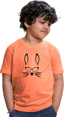 CHOMMBOOKA TREND Boys Graphic Print Pure Cotton Regular, Slim T Shirt(Orange, Pack of 1)