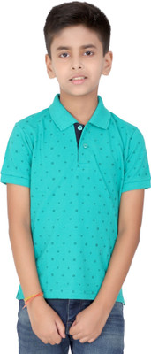 Carlos Boys Printed Polycotton Regular T Shirt(Green, Pack of 1)