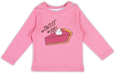 BabiesRus Baby Girls Typography, Printed Pure Cotton Regular T Shirt(Pink, Pack of 1)