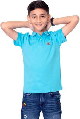 one sky Boys Solid Pure Cotton T Shirt(Blue, Pack of 1)