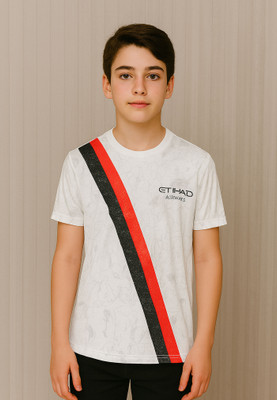 DOSTITCH Boys & Girls Printed Polyester Regular T Shirt(White, Pack of 1)