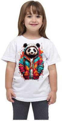 Kp Printofashions Boys & Girls Printed Polyester Regular T Shirt(White, Pack of 1)