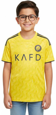 Smv Boys & Girls Printed Polyester Regular T Shirt(Yellow, Pack of 1)