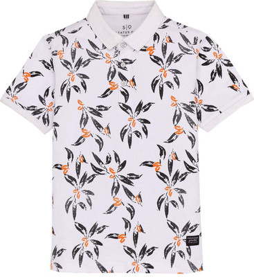 Status Quo Boys Printed Cotton Blend Regular T Shirt(White, Pack of 1)