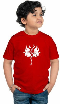 CHOMMBOOKA TRENDING Boys Graphic Print Pure Cotton Regular T Shirt(Red, Pack of 1)