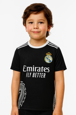 MSV Boys & Girls Printed Polyester Regular T Shirt(Black, Pack of 1)