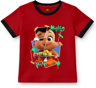 CHHOTA BHEEM Boys Printed Cotton Blend Regular T Shirt(Red, Pack of 1)