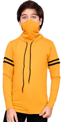 IESHNE LIFESTYLE Boys & Girls Solid Cotton Blend Regular T Shirt(Yellow, Pack of 1)