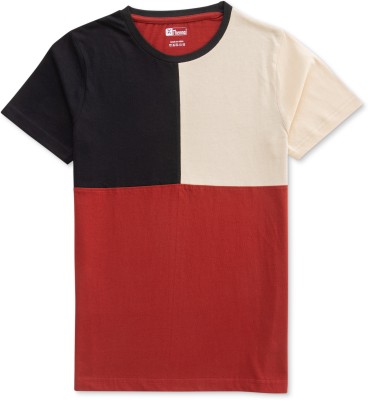 Thennai Boys Colorblock Pure Cotton T Shirt(Multicolor, Pack of 1)