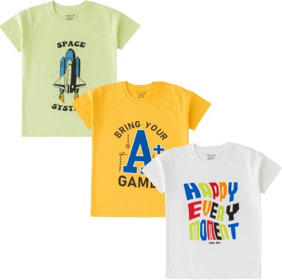 Luke and Lilly Boys Printed Cotton Blend T Shirt(Multicolor, Pack of 3)